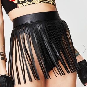 Faux leather fringe belt Dollskill